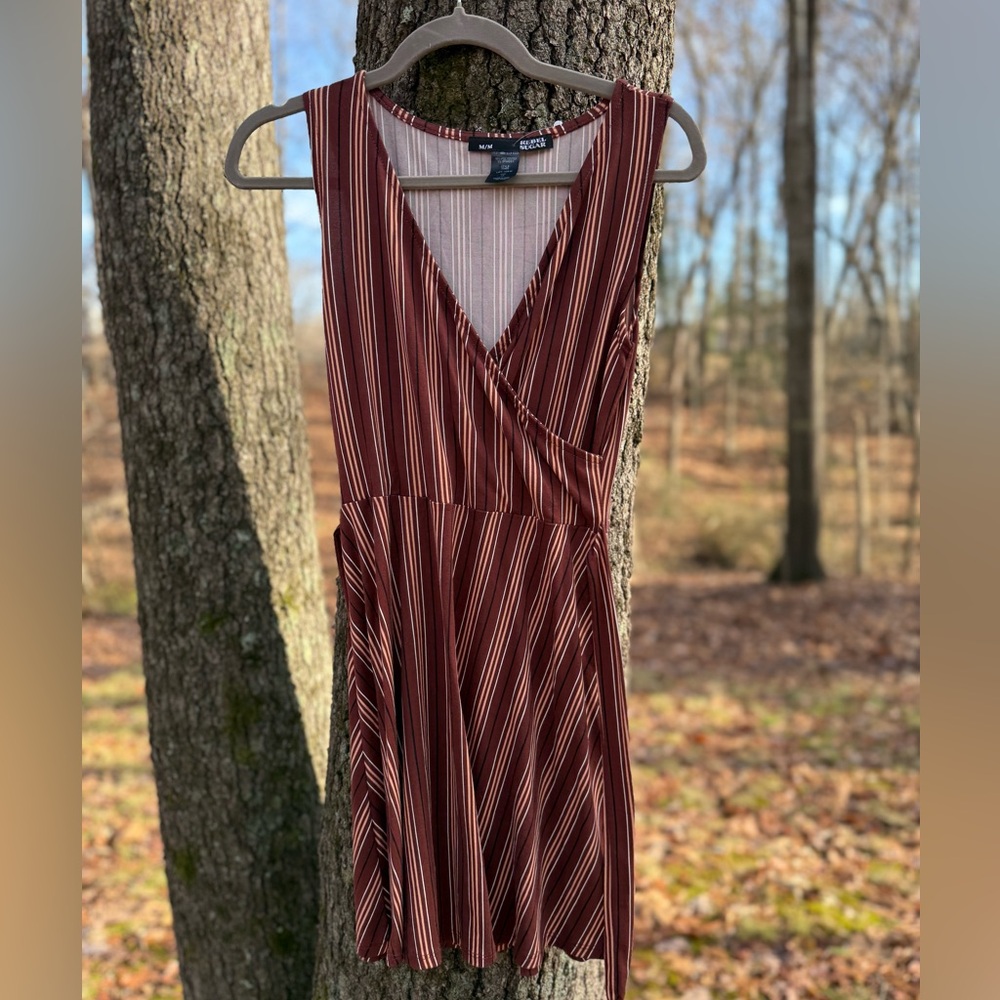 Vintage 80’s Rebel Sugar Burgundy and Pink Striped Dress